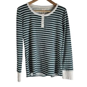 Striped Long Sleeve Henley Top